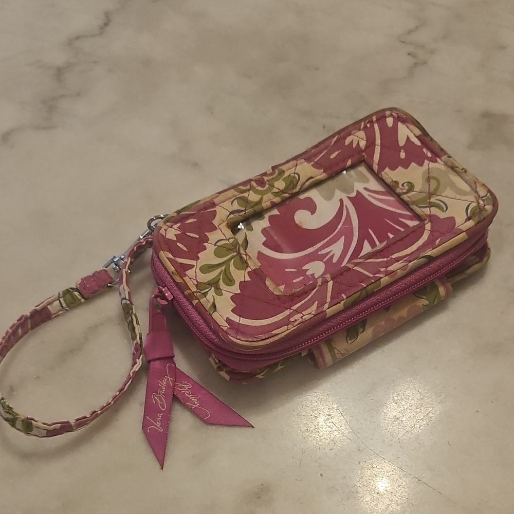 Vera Bradley Pink and Green Floral Wristlet